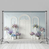 Aperturee - Aperturee Elegant Violet Floral Simple Door Wedding Backdrop